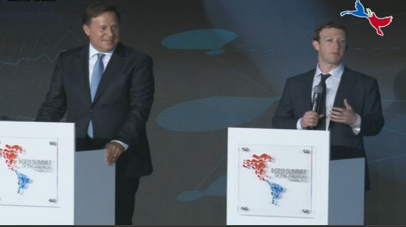 Presidente Juan Carlos Varela y Mark Elliot Zuckerberg El fundador de Facebook en la Cumbre Empresarial